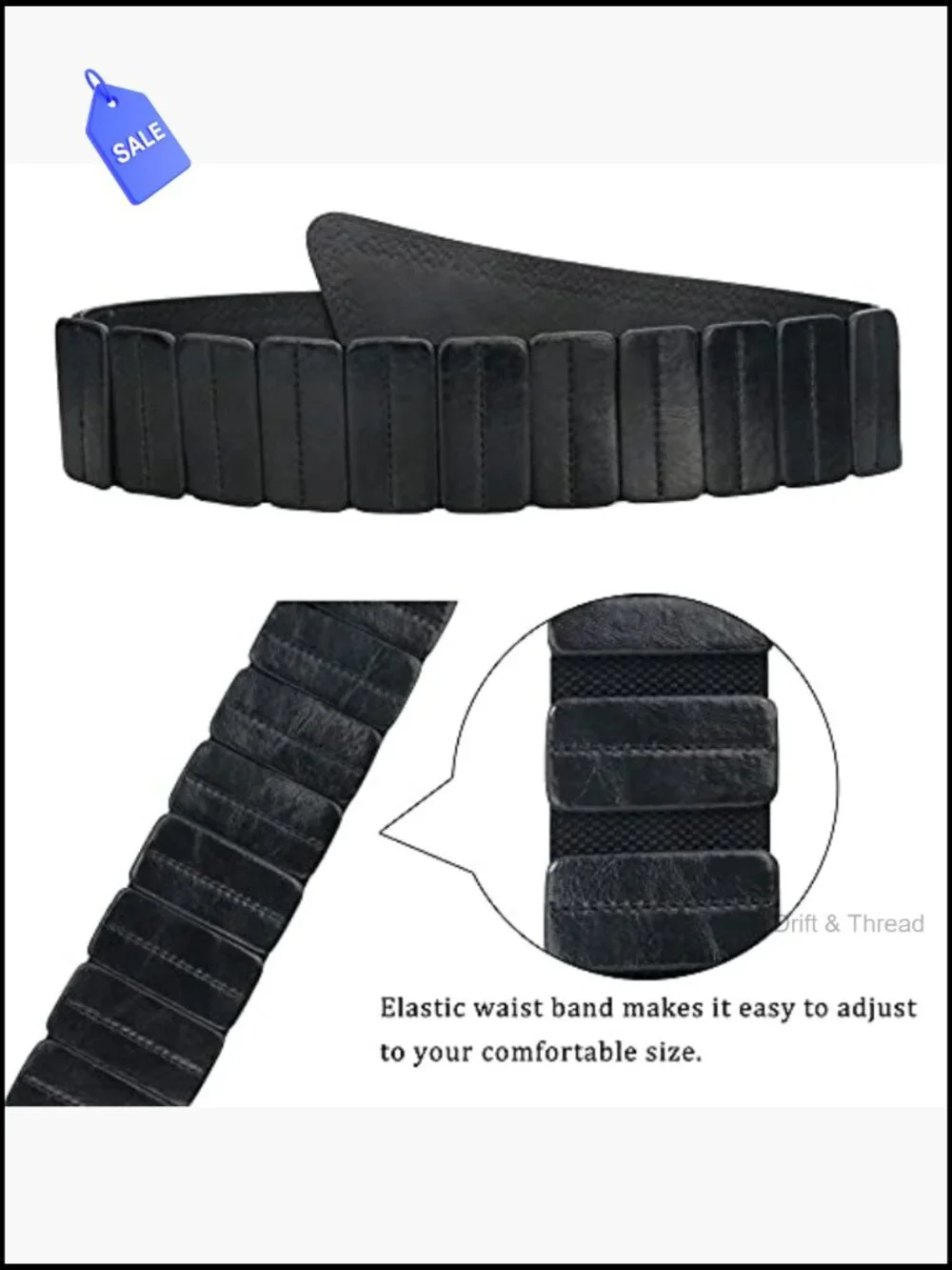 Elastic Wide Studded Punk Chunky Waistband Stretch Belt for Dresses